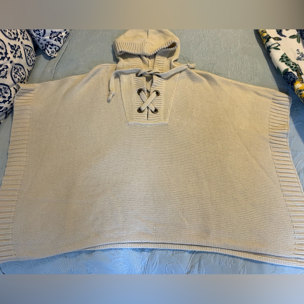 Alya Cream Knit Poncho Sweater